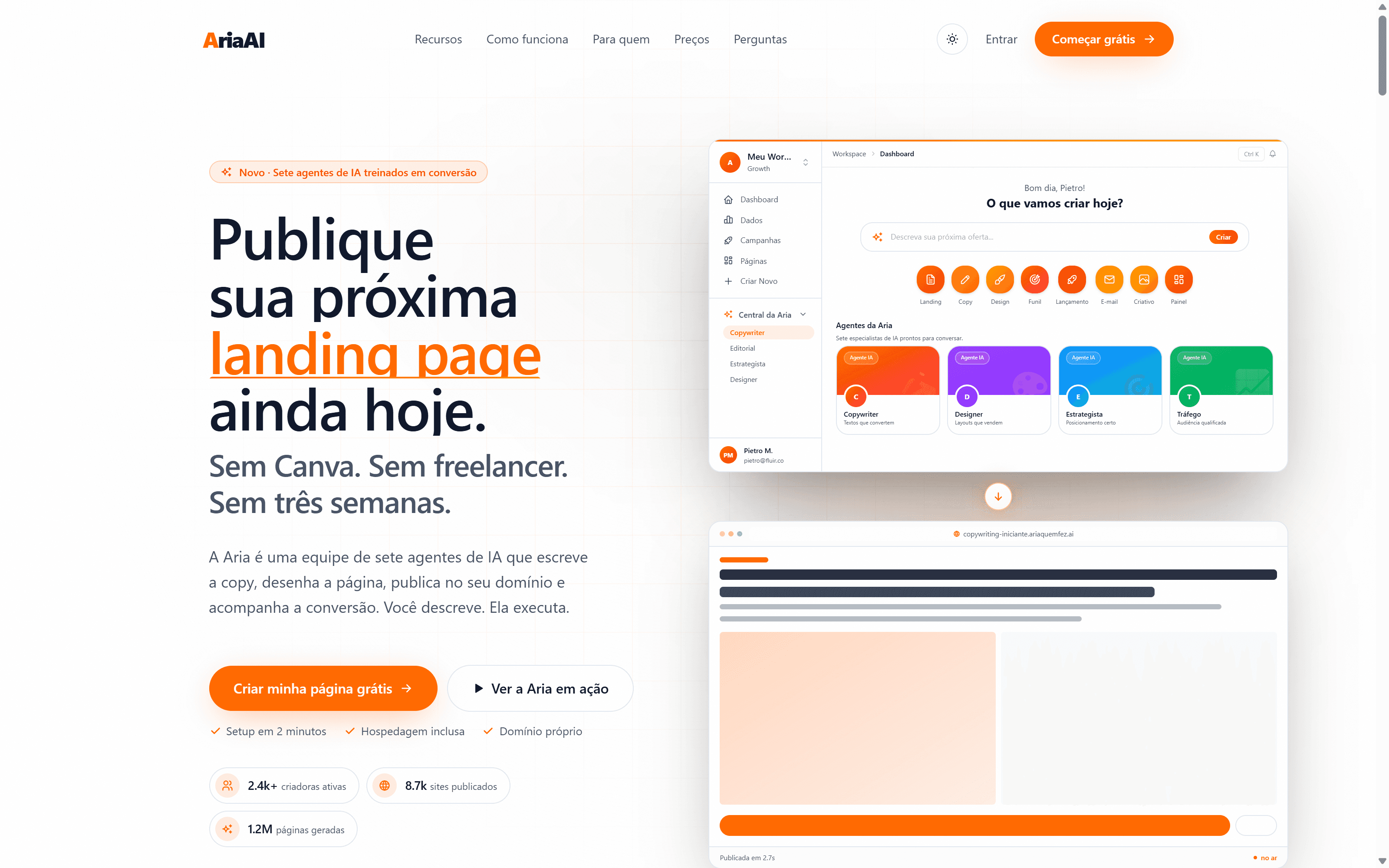 Aria · product interface